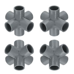 4pack 6 Way Pipe Fittings 1/2&Prime; Elbow Pipe Connector Build Grade for Garden Grey