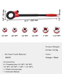 Kit de roscadora de tubos con trinquete, roscadora manual NPT de 1/4&Prime; a 1-1/4&Prime;