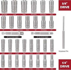 33mm Deep Reach Bolt Extractor Kit, with 3/8, 1/4 Inch Adapter, Ez Out Deep B&hellip;