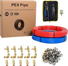 1/2 inch 2&times;75 ft Pex-b Pipe/Tool Kit- Pex-b Pipe/Tubing Blue & Red 150ft