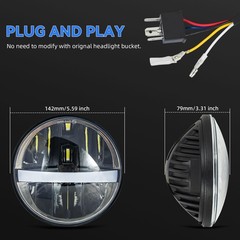 5 3/4&rdquo; 5.75&Prime; Round white LED Headlights 4pcs H4 HI/LO Beam DRL Compatible fo&hellip;