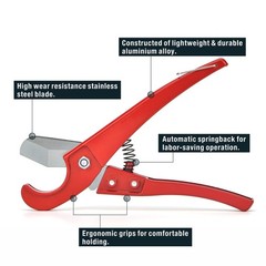 Pex Tubing Cutter for 1/8,1/4, 3/8, 1/2, 3/4-inch up to 1-inch Pipe Red