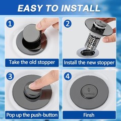 TopmeiUP Pop-Up Sink Stopper Hair Catcher | Drain Strainer 2-in-1 Black