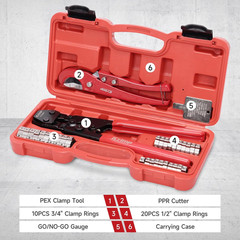 PEX Clamp Tool Kit 3 8-1 w Rings & Tubing Cutter &ndash; All-in-one Crimping Set