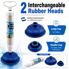 High Pressure Pump Plunger Drain Clog Remover for Toilet Sink Tub Shower