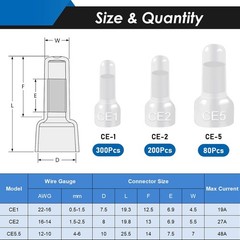 580Pcs Closed End Crimp Connector with Wire Stripper Crimping Tool 22-16, 16-14,
