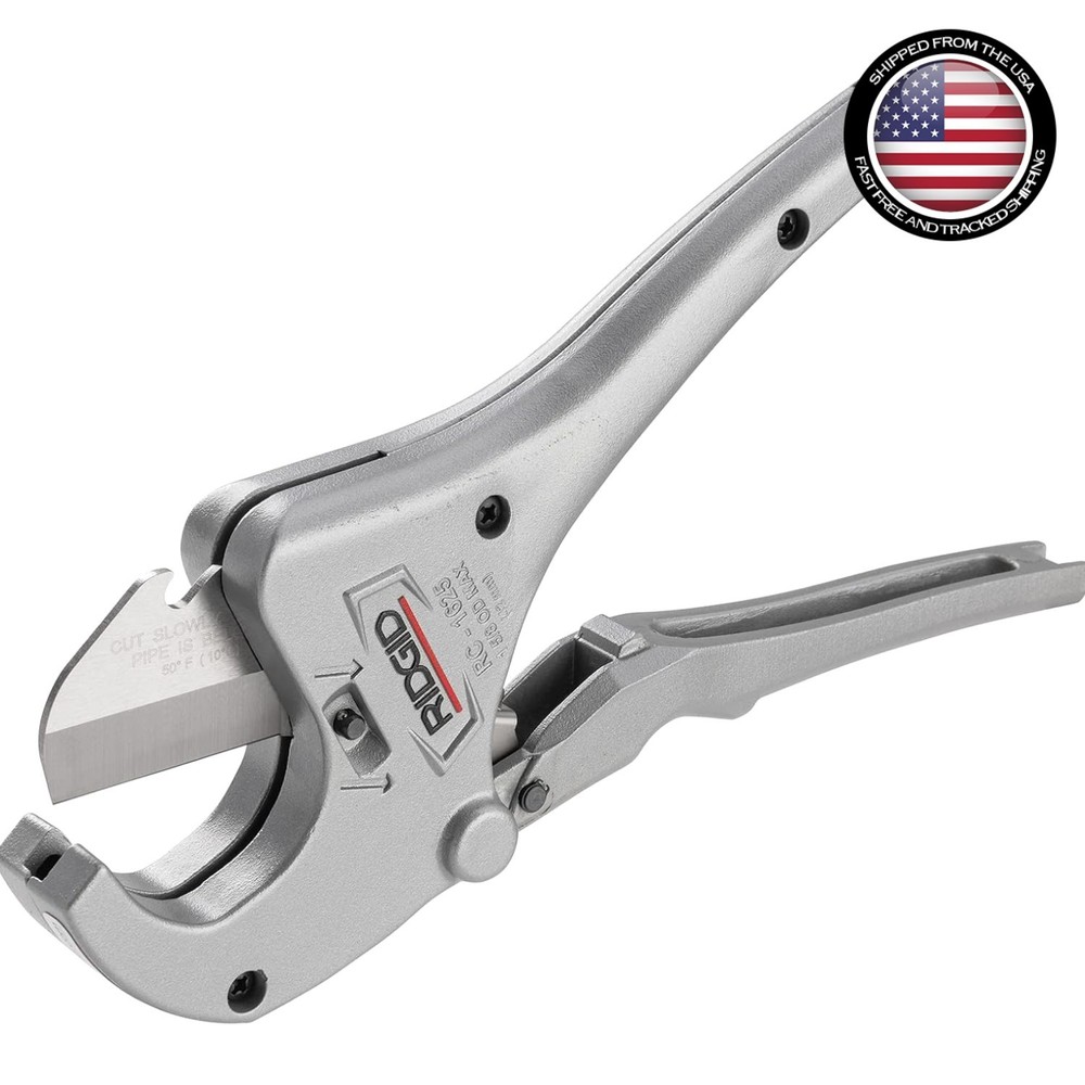 Heavy-Duty RC-1625 Aluminum Ratcheting Pipe Cutter for Plastic Tubing &ndash; Silver