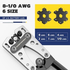 Heavy Duty Crimping Tool Kit for Battery Cables &ndash; Ratchet Hex with Extended Hand