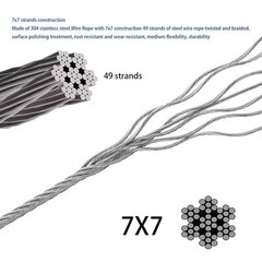 1/16&Prime; Wire Rope with Crimping Pliers, 304 Stainless Steel Aircraft Cable, 196FT