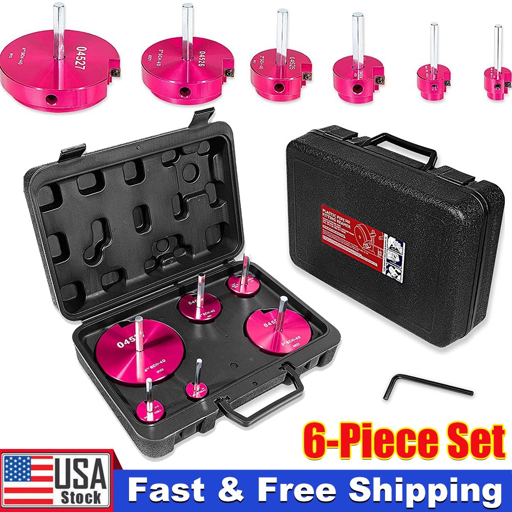 6 Piece Plastic Pipe Fitting Reamer Kit for 1/2&Prime; Drill PVC Pipe Reamer CPVC PVC