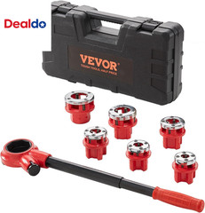 Ratchet Pipe Threader Kit with 6 Dies, 1/4&Prime; NPT to 1-1/4&Prime; NPT Ratcheting Pipe Th