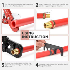 Icrimp Pex Pipe Crimping Tool Kit for 3/8,1/2,3/4,1-Inch Copper Ring with Free G
