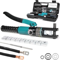 Brileine 10-Ton Hydraulic Crimping 12.2 inches x 2.6 inches, Cyan + Black