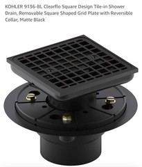 KOHLER Clearflo Square Design Tile-In Shower Drain in Matte Black K-9136-BL