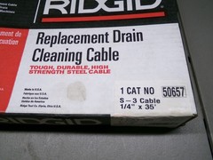 RIDGID 50657 S-3 CABLE 1/4&Prime;X35&Prime; REPLACEMENT DRAIN CLEANING CABLE