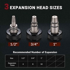 Yescom PEX Expansion Tool Kit 1/2&Prime; 3/4&Prime; 1&Prime; Tube Expander with Auto Rotation