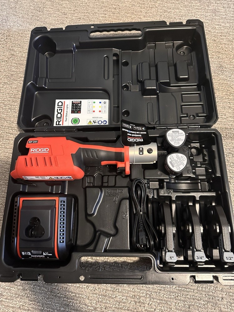RIDGID RP241 12V Propress Press Tool w/ 4 Copper Jaws, 2 Batteries & Charger