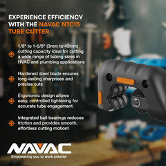 NTC15 Tube Cutter &ndash; Sharp Blades for 1/8&Prime; to 1-5/8&Prime; OD, Durable Alloy Design