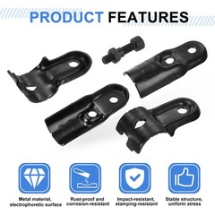 4 Sets Pipe Clamp Connector, 110 x 30mm End Rail Clamps Fit 1.1&Prime; OD, Black