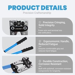 Heavy Duty Wire Crimper Tool for Battery Cable Lugs AWG 10-1/0 Gauge with 60 Lug