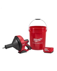 Milwaukee M12 Cordless Lithium-Ion Drain Snake Kit with Bucket 2571-21 (Red)