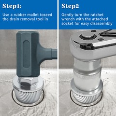 1.5&rdquo; Tub Drain Extractor with 1&rdquo; Socket Bathtub Remover Strong Grab Plumbing