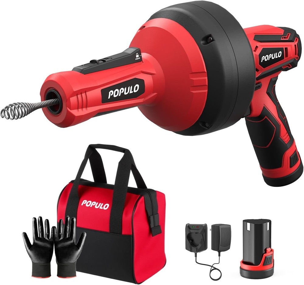 12V Cordless Drain Auger Auto Feed Plumbing Snake