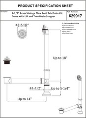 Artiwell Vintage Claw Foot Tub Drain Kit with Lift and Turn Bath Matte Black