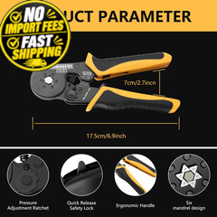 Ferrule Crimping Tool Kit with Wire Connectors, AWG24-8 0.25-10mm&sup2;/24-8AWG