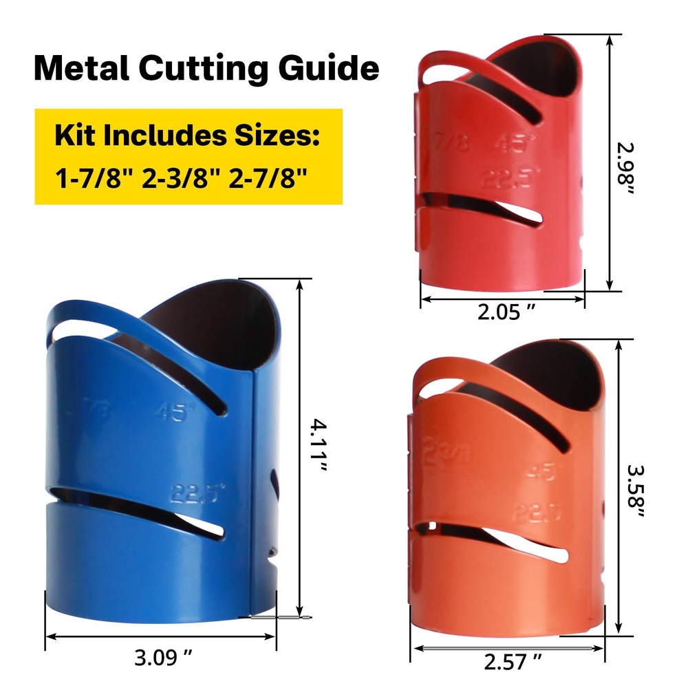 3 Piece Magnetic Metal Pipe Cutting Guide, Steel Includes Sizes: 1-7/8&Prime;,&hellip;