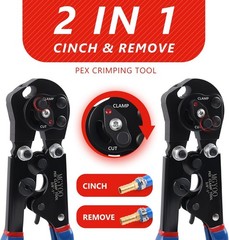 2 IN 1 Pex Crimping Tool W/ 60Pcs Stainless Steel Pex Clamps 3/8&Prime; to 1&Prime; Cinch US
