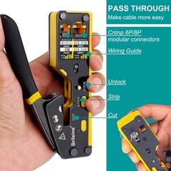 Brileine RJ45 Crimp Tool Pass Through 2.7 inches x 5.3 inches, Yello + Black