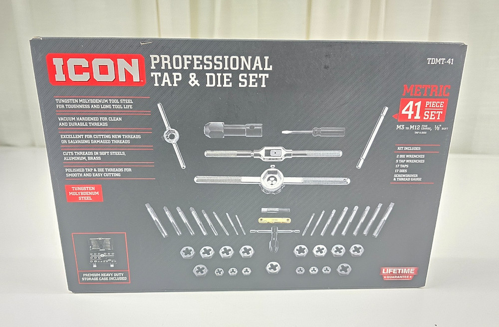 ICON 41pc. METRIC Professional Tap & Die Set with Storage Case Model #59159 NEW