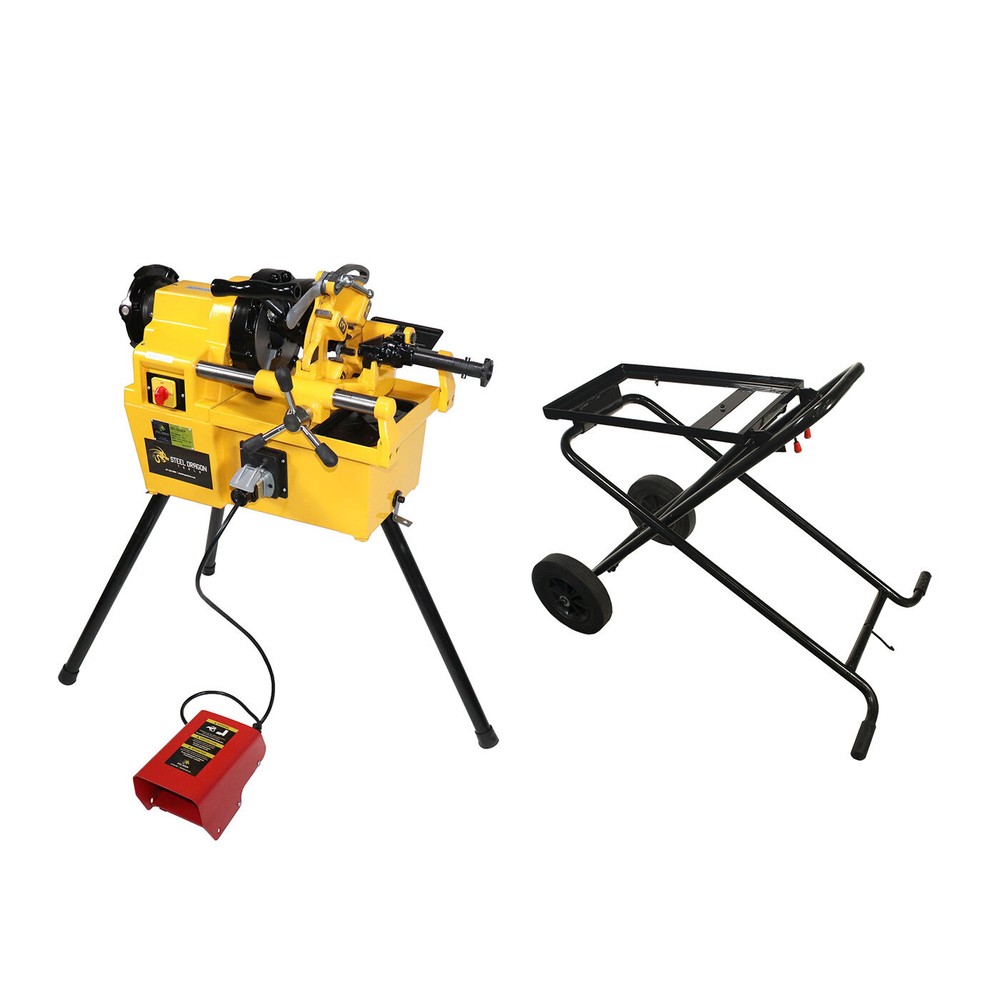 Steel Dragon Tools&reg; 7090 2&Prime; Pipe Threading Machine with Cart and Foot Pedal