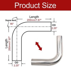 BIGREAT OD 2.25&rdquo; Inch (57MM) 90 Degree Bend OD：2.25&rdquo;-90 Degree-2PC, Silver