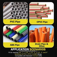 8Pcs PVC Pipe Reamer Kit &ndash; Complete Set for 1/2&Prime; Drills, Fits 1/2&Prime;-4&Prime; Pipes, Ide