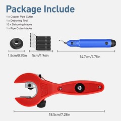 Ratcheting Tube Cutter+Deburring Tool Set for Copper PVC Pipe HVAC Plumbing Auto
