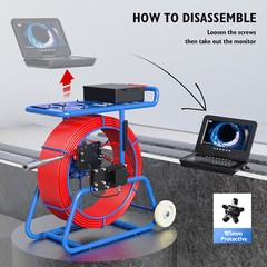 9mm THICK 50m Sewer Pipe Inspection Camera with 512hz Sonde Self level 32mm lens