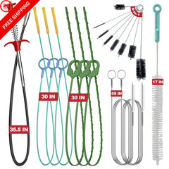EastLink Drain Snake 18 Set: 35.5&Prime; Clog Remover (x1), 30&Prime; Steel Red