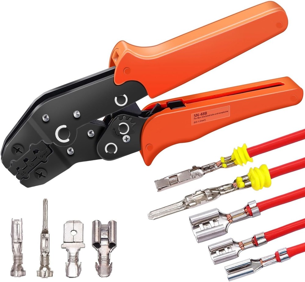 Manual Crimp Fold Tool with Ratchet &ndash; 26-16AMG Wire Crimping Pliers for Connecto