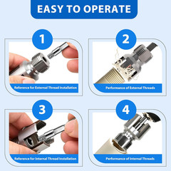 3PCS PVC Pipe Threader Tool Kit-1/2&Prime; 3/4&Prime; 1&Prime; Dual-Function Integrated Internal &