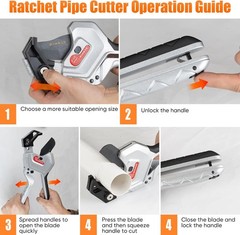 PVC Pipe Cutter 3-Gear Adjustable Cut up to 2-1/2&rdquo; Ratchet Pipe Cutter