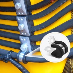 24Pcs 14mm(9/16&Prime;) Stainless Steel Rubber R-Tube Strap Clamp, Black