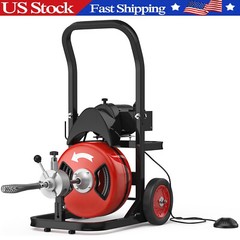Electric Drain Cleaner Machine 75FT x 1/2 Inch 450W Auto Feed Sewer Snake Auger