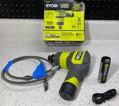 RYOBI Cordless Drain Auger with 2.0Ah USB Lithium Battery and Charging FVPC55K