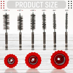 9Pcs Copper Pipe Cleaner Set for Power Drill, 1/2&Prime; 3/4&Prime; 1&Prime; Tube Brush and 6Pcs S