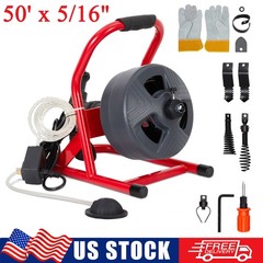 50Ft x 5/16&Prime; Drain Cleaner Machine Drain Auger Sewer Snake Plumbing with Cutters