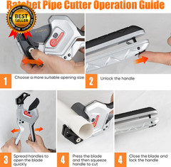PVC Pipe Cutter 3-Gear Adjustable Cut up to 2-1/2&rdquo; Ratchet Pipe Cutter