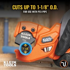Klein Tools 50043 PEX Pipe and Tubing Cutter, 1-Inch I.D. Cutting Orange