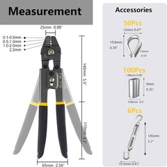 Wire Rope Crimping Tool Kit 1/16&Prime;, M6 Turnbuckle Set, 328ft Stainless Steel Cabl